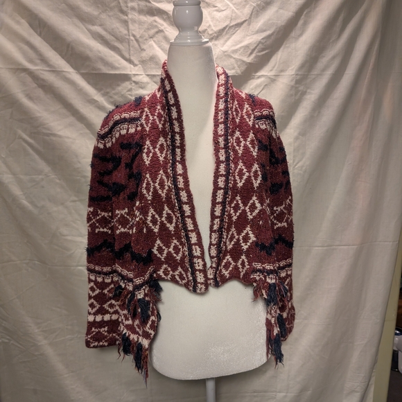 Anthropologie Moth Veras Cardigan Small Wine Red And Midnight Blue - Picture 15 of 15